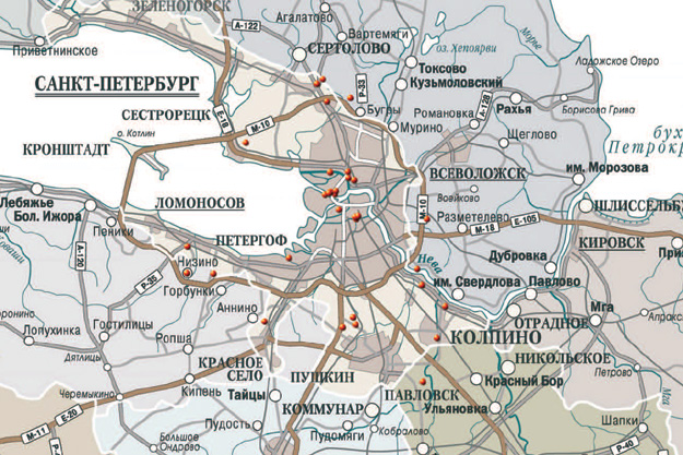 Карта Земельные участки под жилое строительство на территории Петербурга и Ленинградской области
